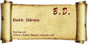 Bekk Dénes névjegykártya